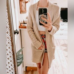 Long, knit cardigan